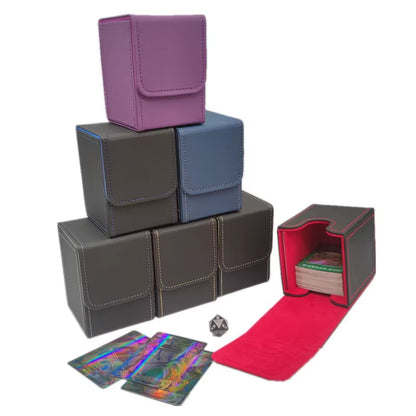 100+Card Box Storage Boxes, PU Leather Containers, Game Card Holder Collection Storage Boxes, Random: New/Old Version