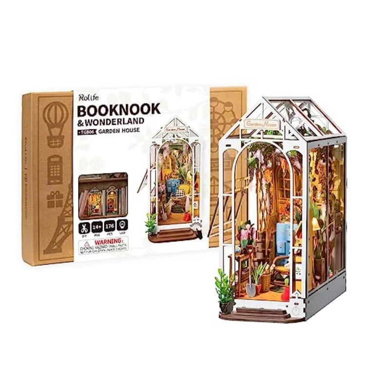 Rolife DIY Book Nook Wooden Miniature Doll House for Bookshelf Insert Furniture