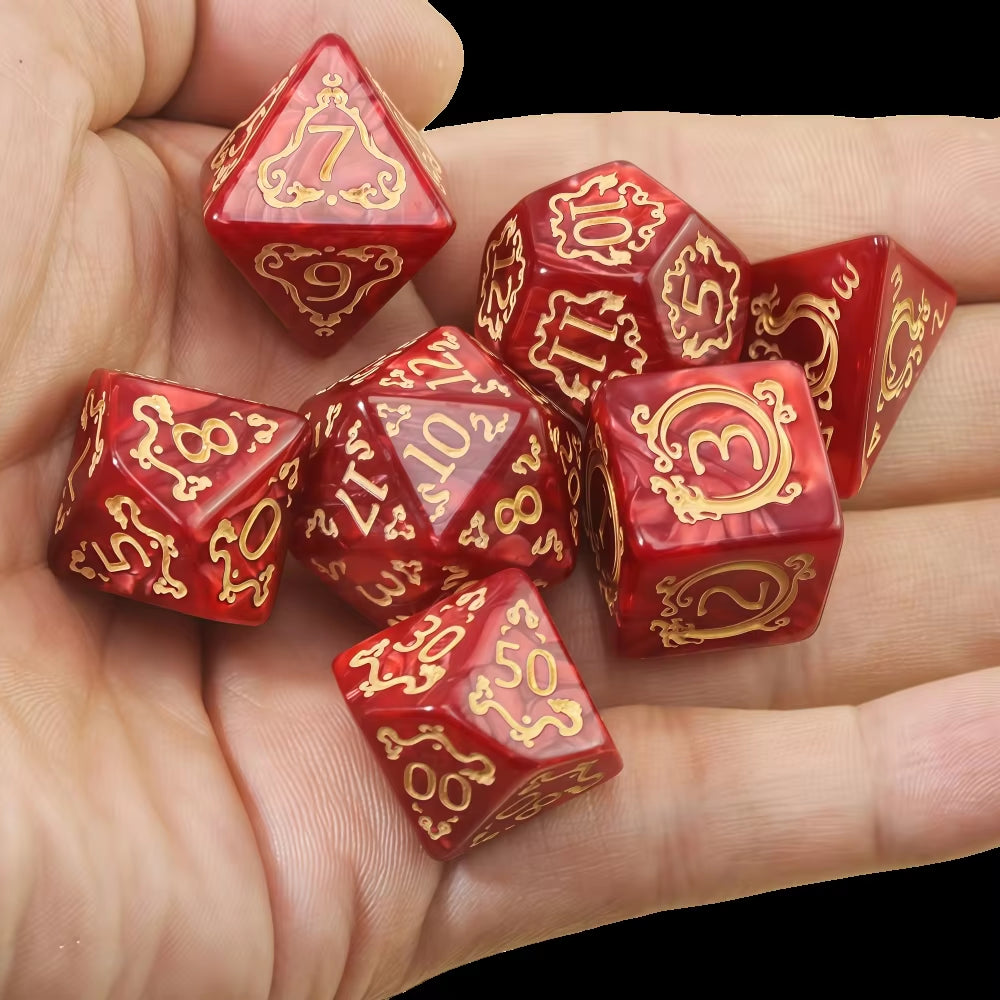 DND Dice Set, 7Pcs Polyhedral Dice Marble Effect for D&D Role Playing Game, Club Party DND RPG Board Game Accessories