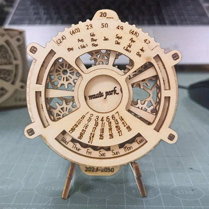 3D Wooden Puzzle Perpetual Calendar Mechanical Gears Toy Building Set Brain Teaser Games Engineering Toys Model Kits Handmade