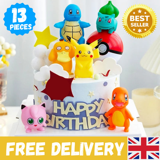 13 Pcs/Set Pokemon Cake Decoration Toppers Happy Birthday Pikachu Pokemon UK