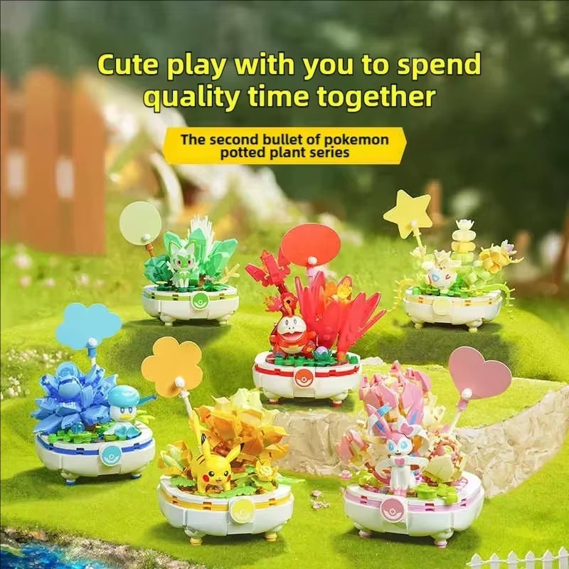 Pokémon Series Building Blocks Pikachu Psyduck Pogaman Cartoon Scene Model Bricks Collection Ornaments Kids Toys Holiday Gifts