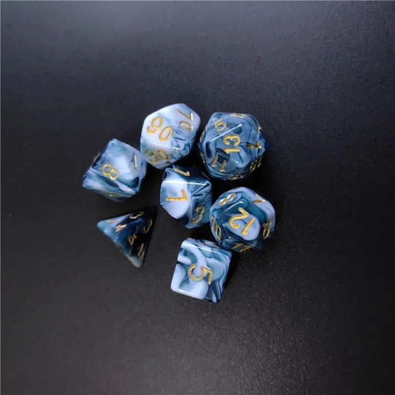 7PCS 1 Set of Dual Color Style DND Dice Brand New Acrylic Set D4 D6 D8 D10 D12 D20 Multi Sided Dice TRPG Dungeon Board Games