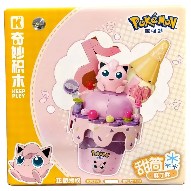 New Original Pokemon Ice Cream Themed Building Block Toys Pikachu Bulbasaur Charmander Eevee Cartoon Model Figure Toys Kids Gift