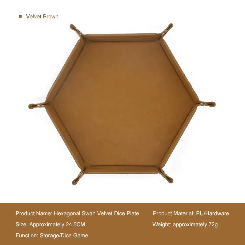 1Pc Hexagonal Dice Tray and Miscellaneous Storage Box Board Game Dice Tray Accessories Leather Dice Tower