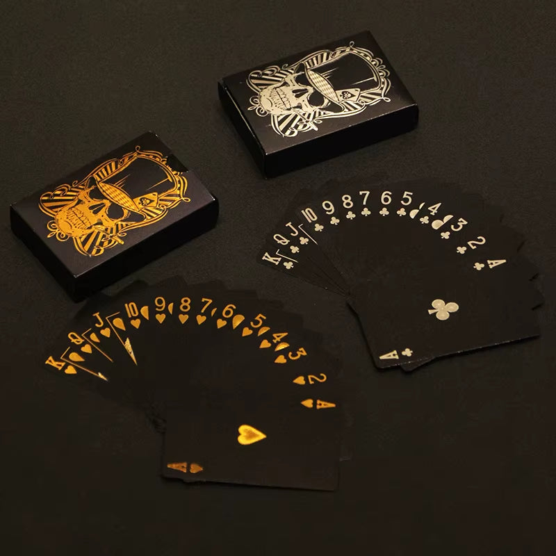 Skull Playing Cards Waterproof Magic Poker Suit Gold Silver Durable Card Set Classic Party Game for Family Gift Collection