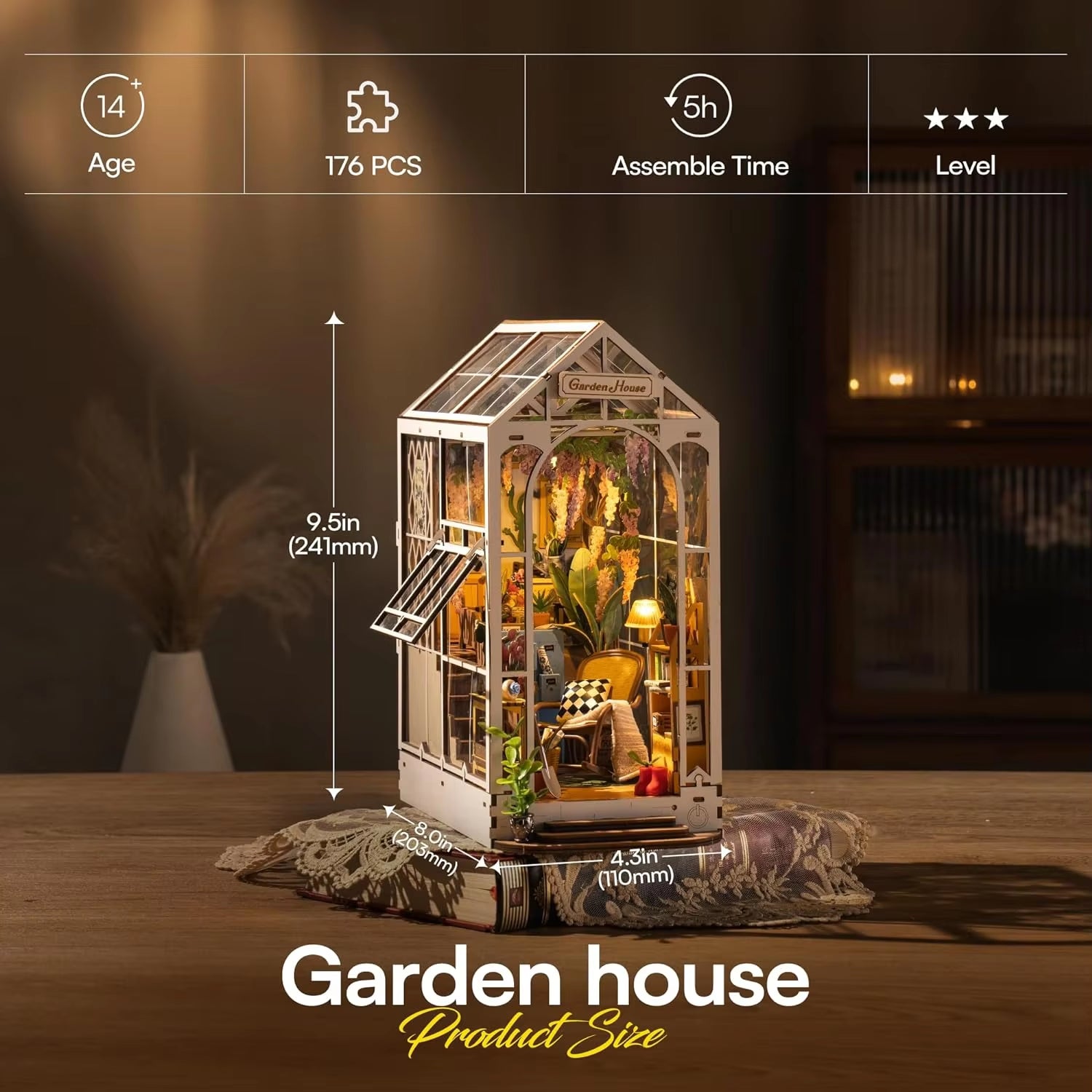 Rolife DIY Book Nook Wooden Miniature Doll House for Bookshelf Insert Furniture